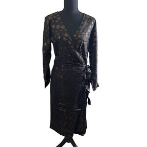 NWT Women's ModCloth Wrap Dress Size M Black Gold